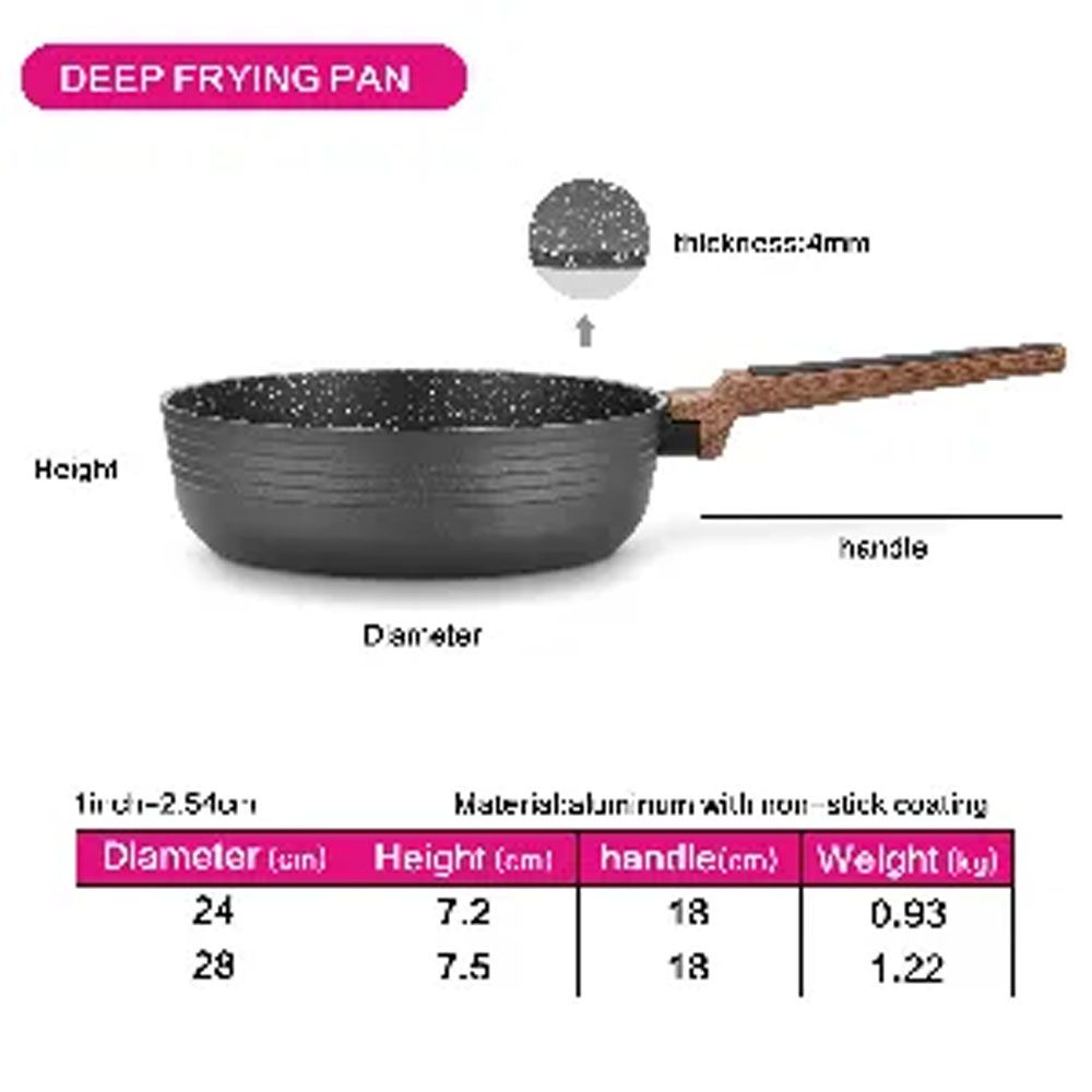 Fissman - Deep Frying Pan Diamond Series Aluminium - Black