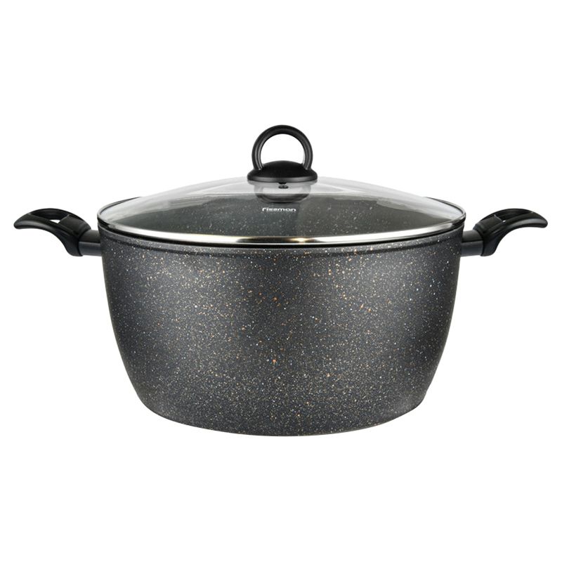 Fissman - Stockpot w/ Induction Bottom & Glass Lid - 9.5L - Black