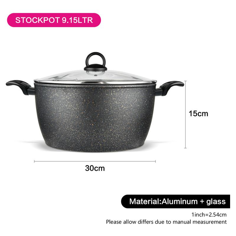 Fissman - Stockpot w/ Induction Bottom & Glass Lid - 9.5L - Black