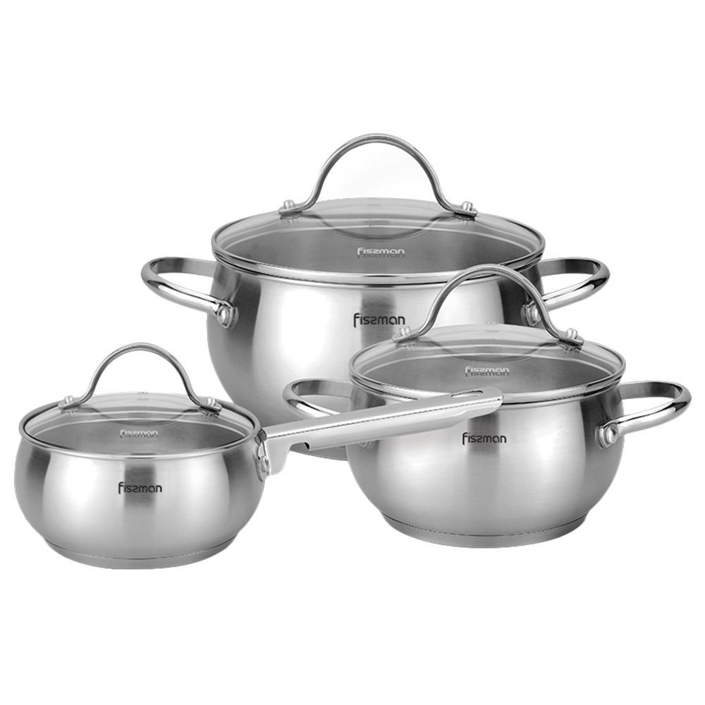 Fissman - Stainless Steel Cookware Set Martinez w/ Glass Lids - 6Pc-Set