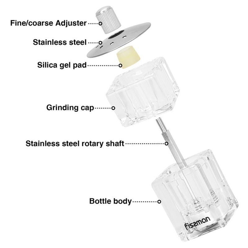 فيسمان - مطحنة فلفل وملح أكريليك - 9.5 سم - شفاف