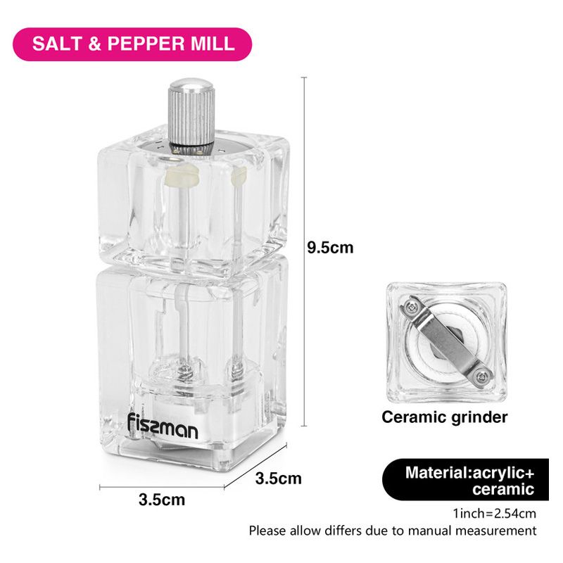 Fissman - Salt & Pepper Acrylic Mill - 9.5cm - Clear