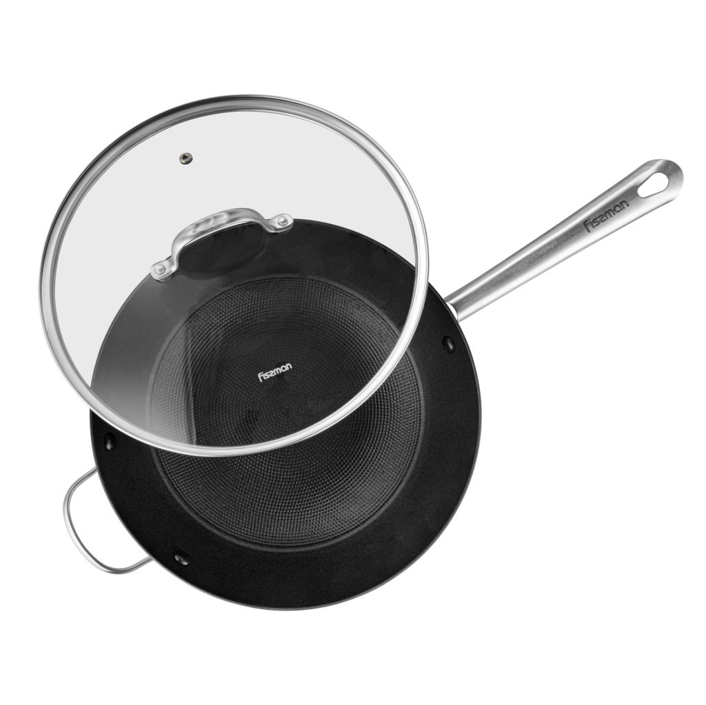 Fissman - Wok Melita Series w/ Glass Lid - 30x8cm - 4.2 L 