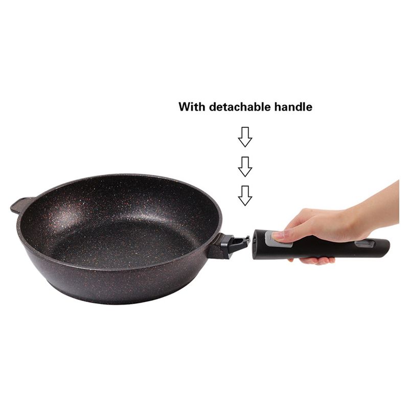 Fissman - Deep Frying Pan w/ Detachable Handle - Brown/Black