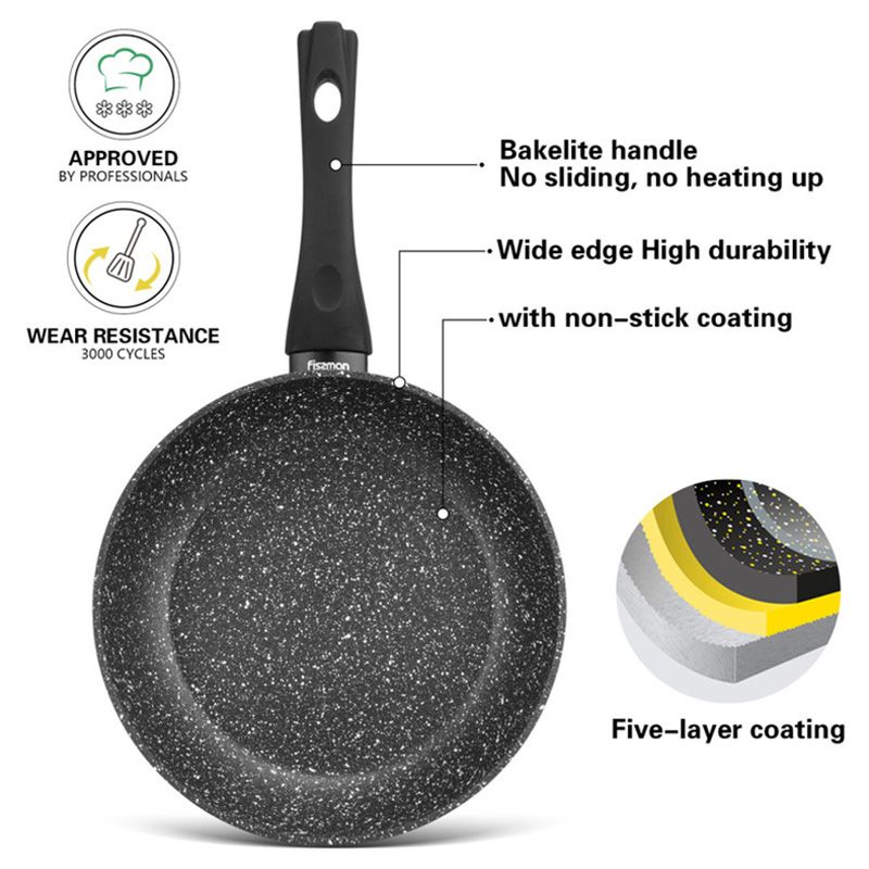 Fissman - Frying Pan Aluminium Fiore Series - 44x26x5.4cm - Black