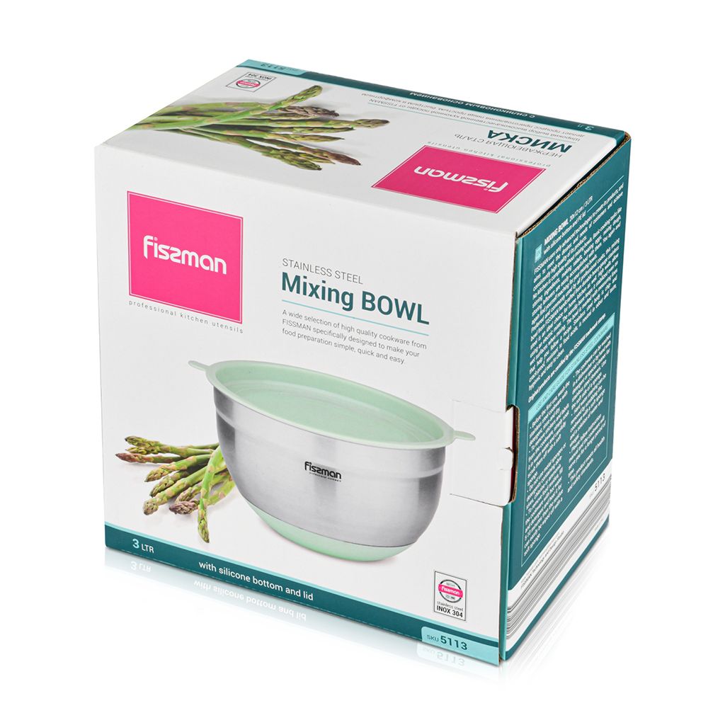 Fissman - Mixing Bowl w/ Silicone Bottom - 20x12cm - 3 L - Green