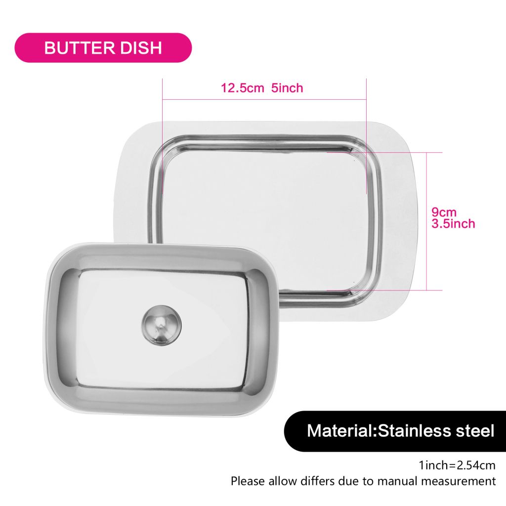 Fissman - Stainless Steel Butter Dish w/ Steel Lid - 18x12x7cm 