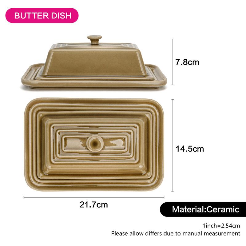 Fissman - Ceramic Butter Dish Crackle - 21.7x7.8x14.5cm - Beige