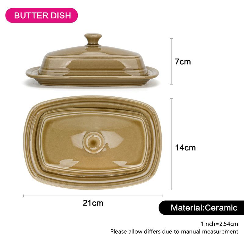 Fissman - Ceramic Butter Dish Crackle - 20.5x7x14cm - Beige