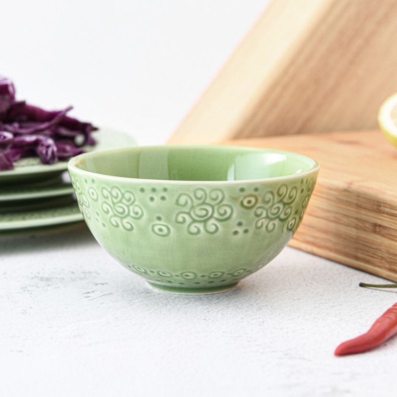 Fissman - Ceramic Bowl Crackle - 14x7x14cm - Green