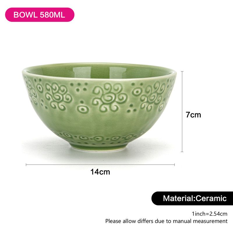 Fissman - Ceramic Bowl Crackle - 14x7x14cm - Green