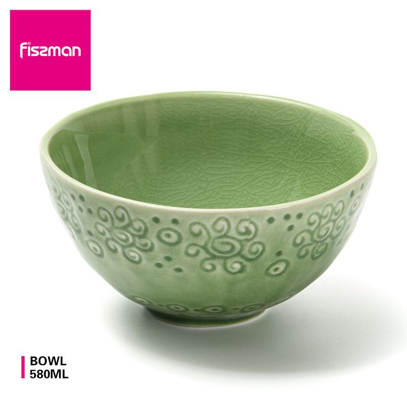 Fissman - Ceramic Bowl Crackle - 14x7x14cm - Green