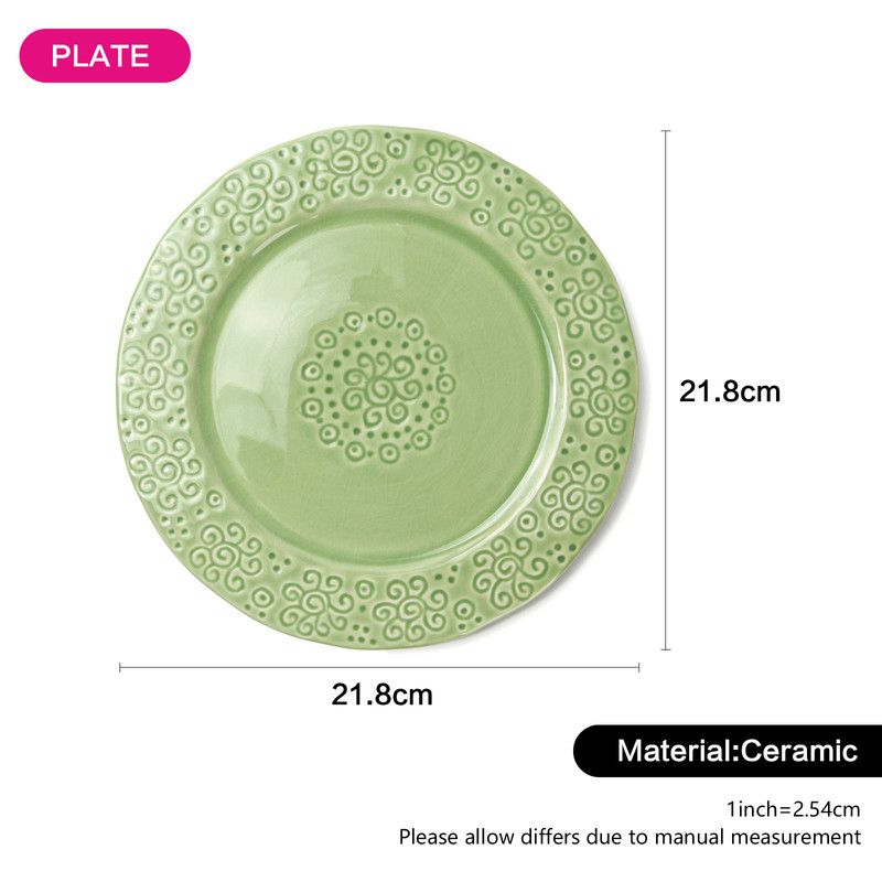 Fissman - Ceramic Plate Crackle - 21.8x1.8x21.8cm - Green