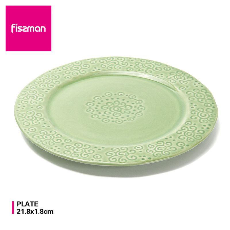 Fissman - Ceramic Plate Crackle - 21.8x1.8x21.8cm - Green