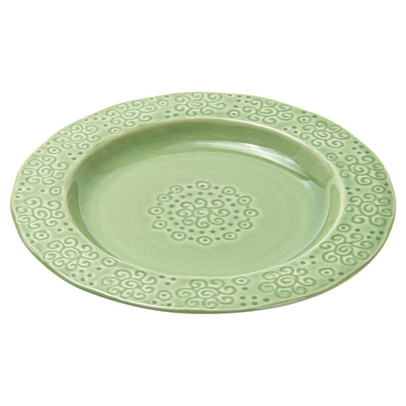 Fissman - Ceramic Plate Crackle - 23x2.5x23cm - Green