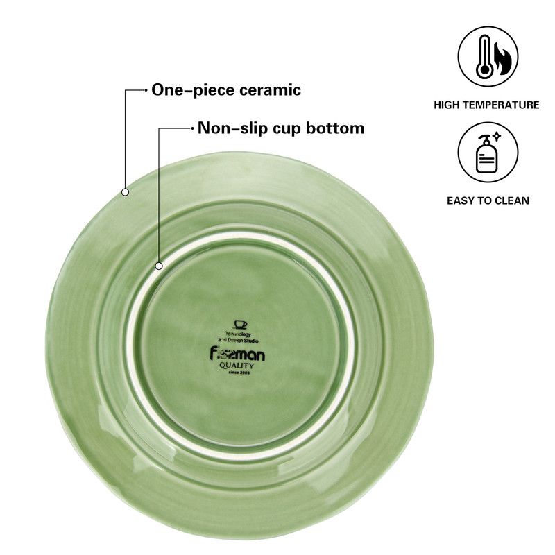 Fissman - Ceramic Plate Crackle - 23x2.5x23cm - Green