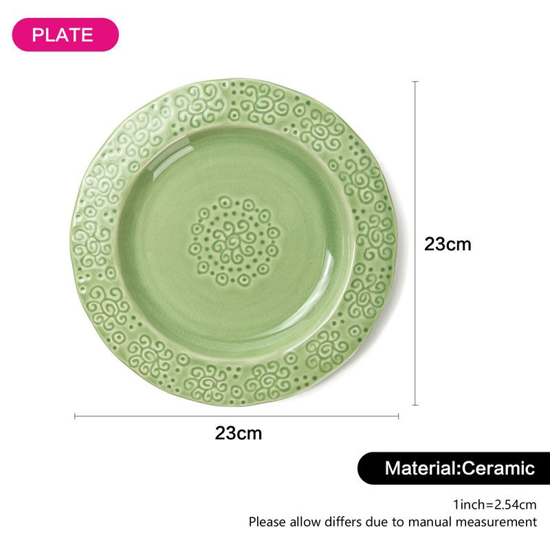 Fissman - Ceramic Plate Crackle - 23x2.5x23cm - Green