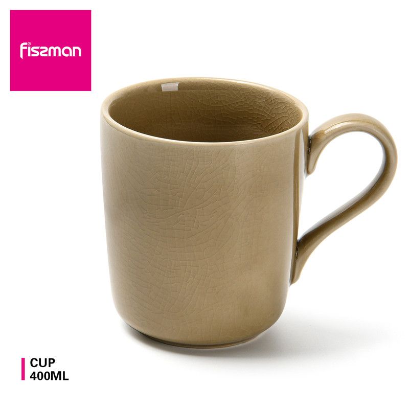 Fissman - Ceramic Cup Crackle - 13x9.5x8.5cm - Beige