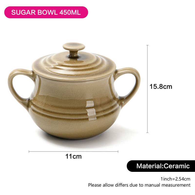 Fissman - Ceramic Sugar Bowl Crackle - Beige