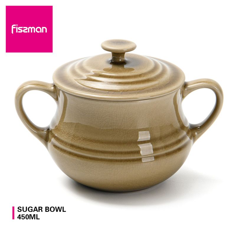 Fissman - Ceramic Sugar Bowl Crackle - Beige