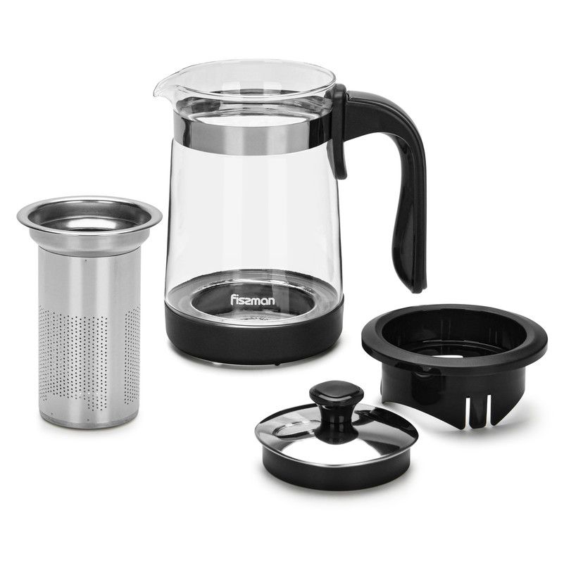 Fissman - Borosilicate Glass Tea Pot w/ Filter - 950ml - Black