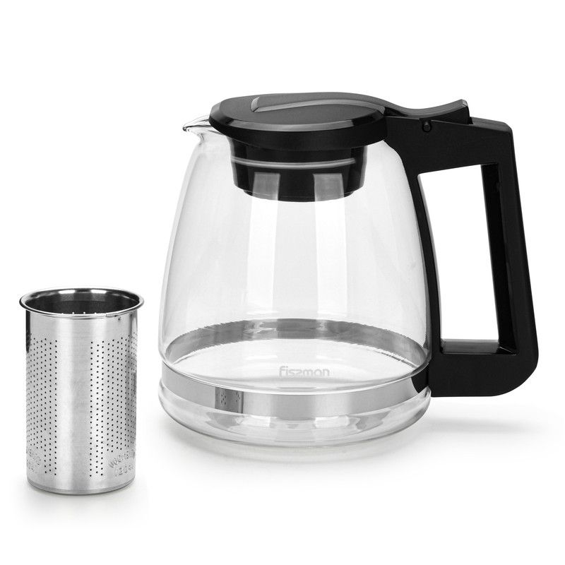 Fissman - Glass Tea Pot w/ Filter - 2000ml - 20x17.5x14.5cm - Black