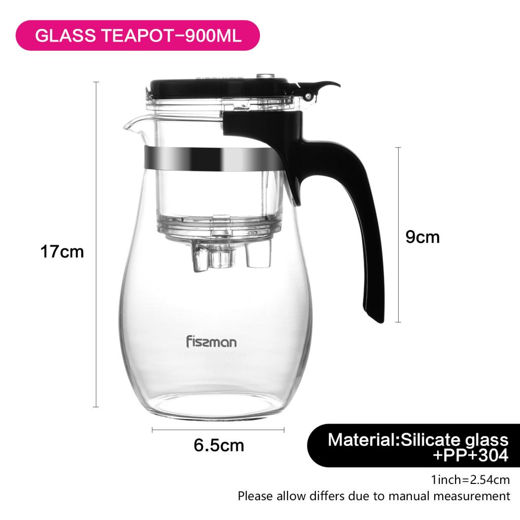 Fissman - Glass Tea Pot - 900ml - Black