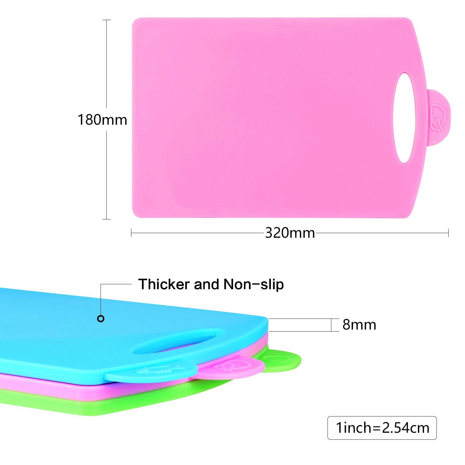 Fissman - Colourful Plastic Index Chopping Board - 31x19.5cm - 3Pc-Set