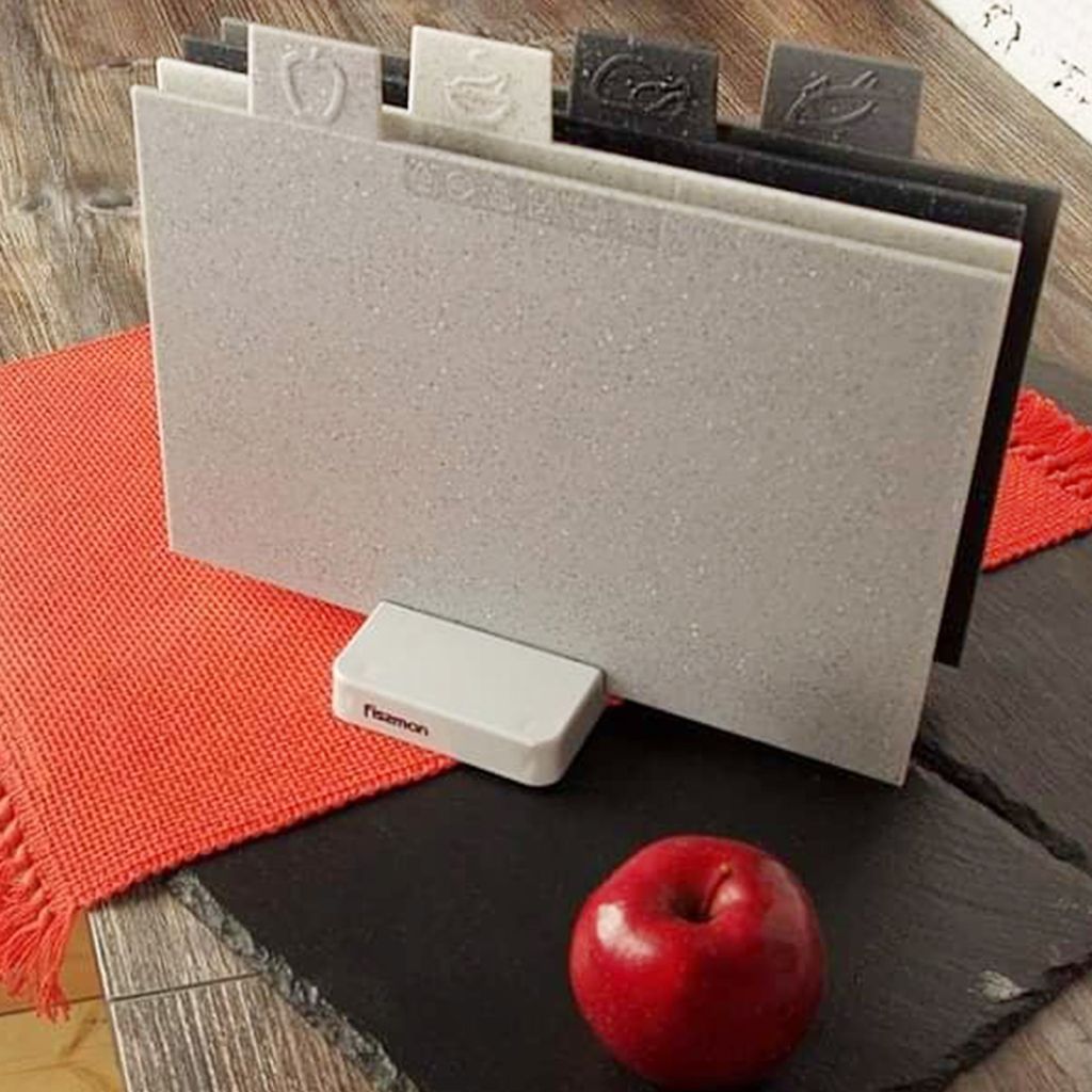 Fissman - Plastic Index Chopping Board - 29x22.5cm - 4Pc-Set - Grey