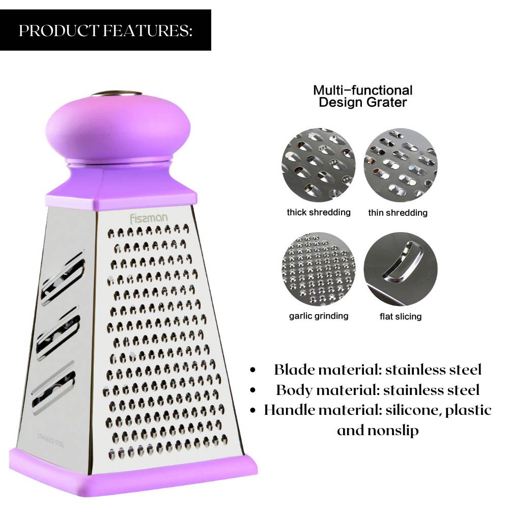 Fissman - 4 Side Grater - Purple/Silver