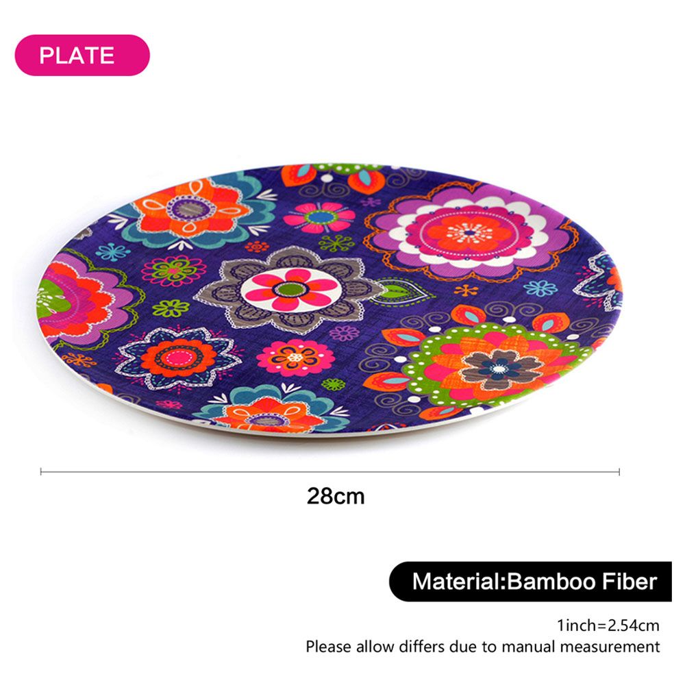 Fissman - Flower Printed Plate - 28x1.2cm - Purple/Pink/Green