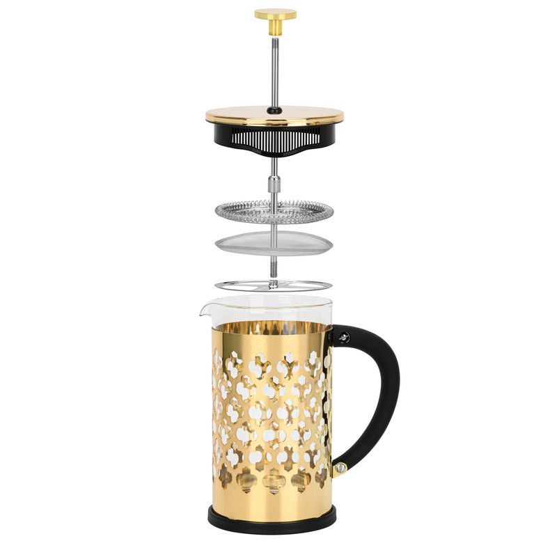 Fissman - Borosilicate Glass French Press Coffee Maker Amado Gold/Black