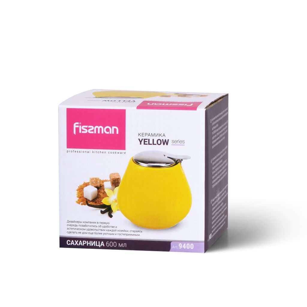 Fissman - Ceramic Sugar Bowl - 600ml - Yellow