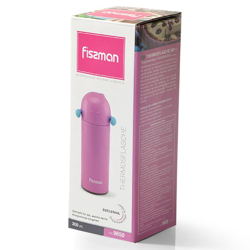 Fissman - Double Wall Vacuum Thermos Bottle - 300ml - Pink/Blue