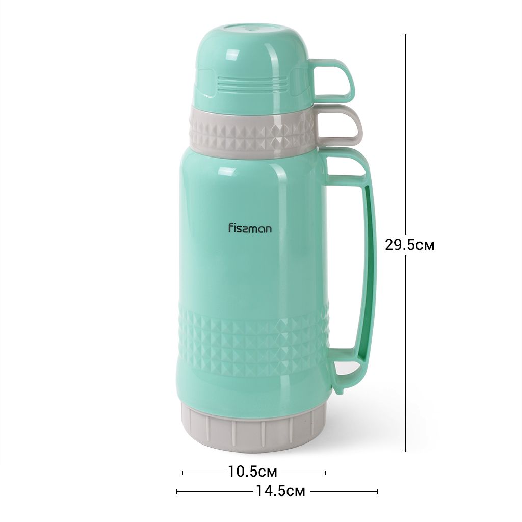 Fissman - Vacuum Flask Plastic Case w/ Glass Liner - 1000ml - Aquamarine