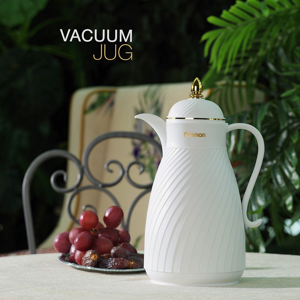 Fissman - Vacuum Flask Insulated Jug - Arabic Design - 1000ml - White