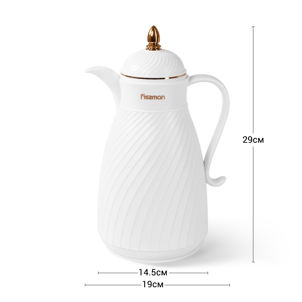 Fissman - Vacuum Flask Insulated Jug - Arabic Design - 1000ml - White