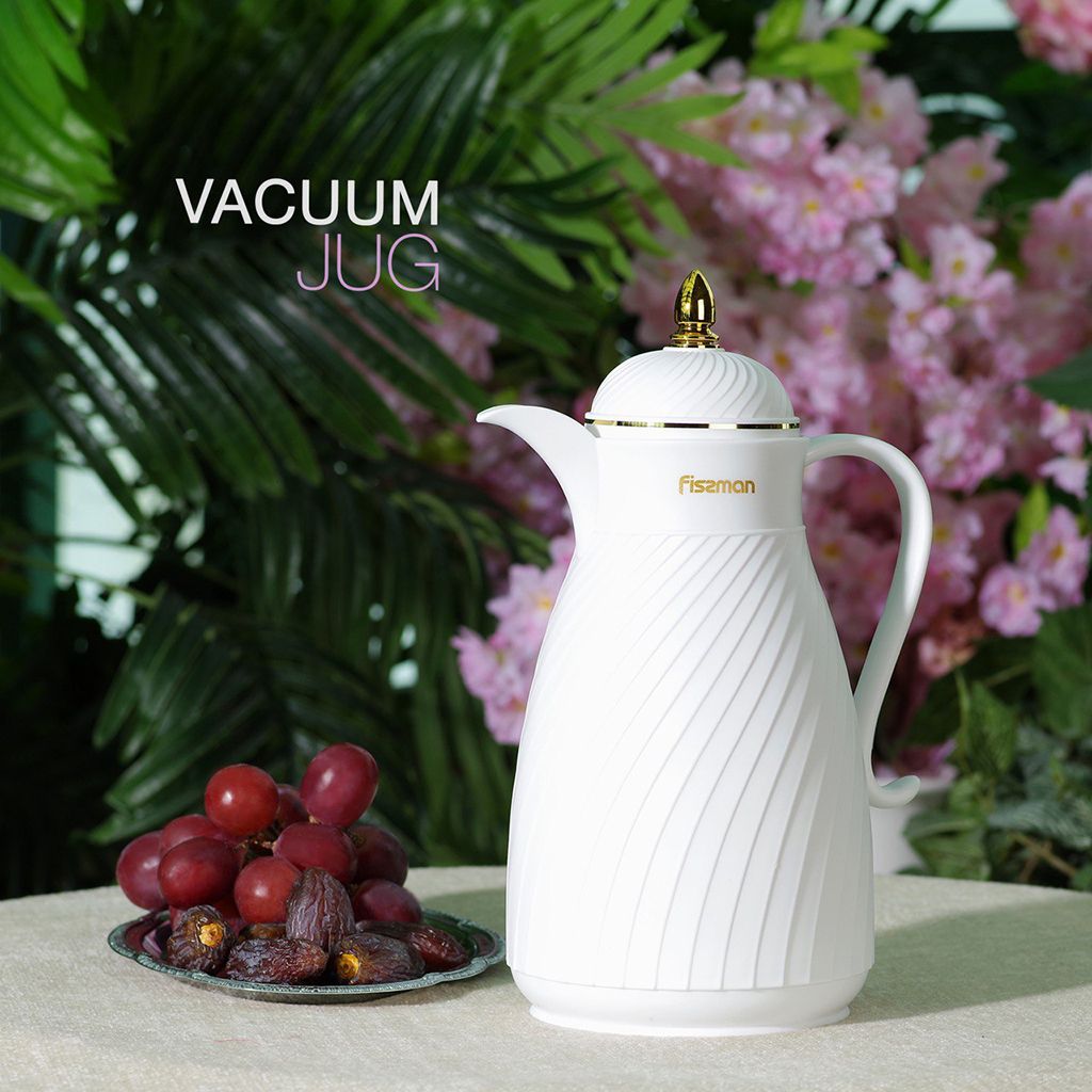 Fissman - Vacuum Flask Insulated Jug - Arabic Design - 1000ml - White