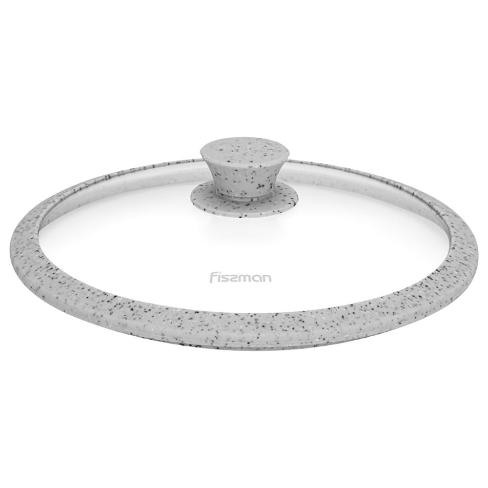 Fissman - Glass Lid Arcades w/ Marble Silicone Rim - 24cm - Grey