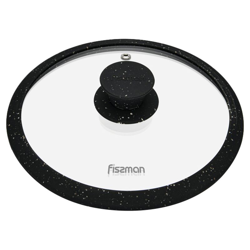 Fissman - Glass Lid Arcades w/ Marble Silicone Rim 20cm - Black