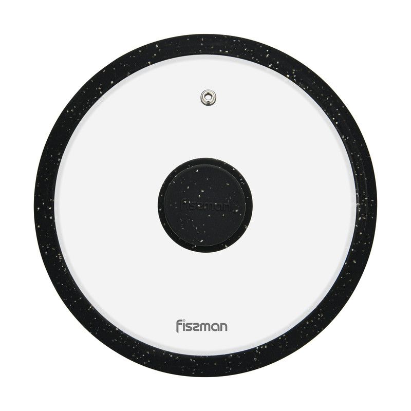 Fissman - Glass Lid Arcades w/ Marble Silicone Rim 20cm - Black