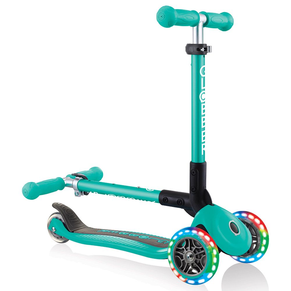 Globber - Junior Foldable Lights Scooter - Emerald Green