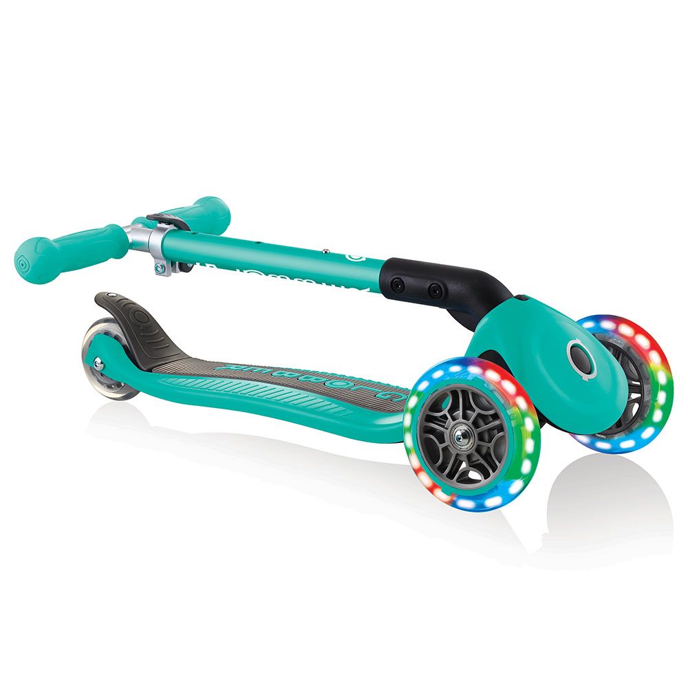 Globber - Junior Foldable Lights Scooter - Emerald Green