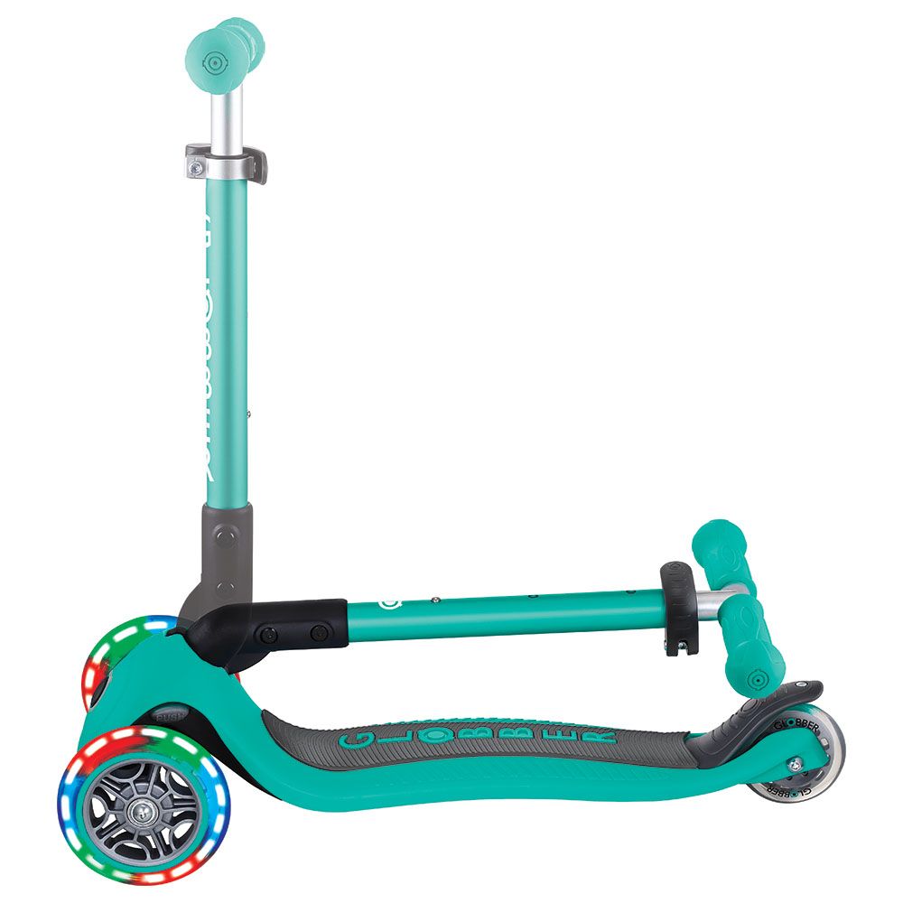 Globber - Junior Foldable Lights Scooter - Emerald Green