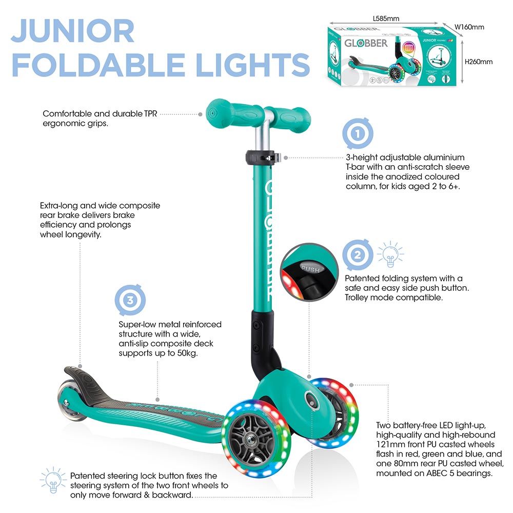 Globber - Junior Foldable Lights Scooter - Violet