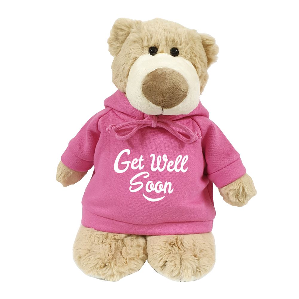 Fay Lawson - Supersoft, Cuddly Mascot Bear With Trendy Pink Hoodie Get Well Soon