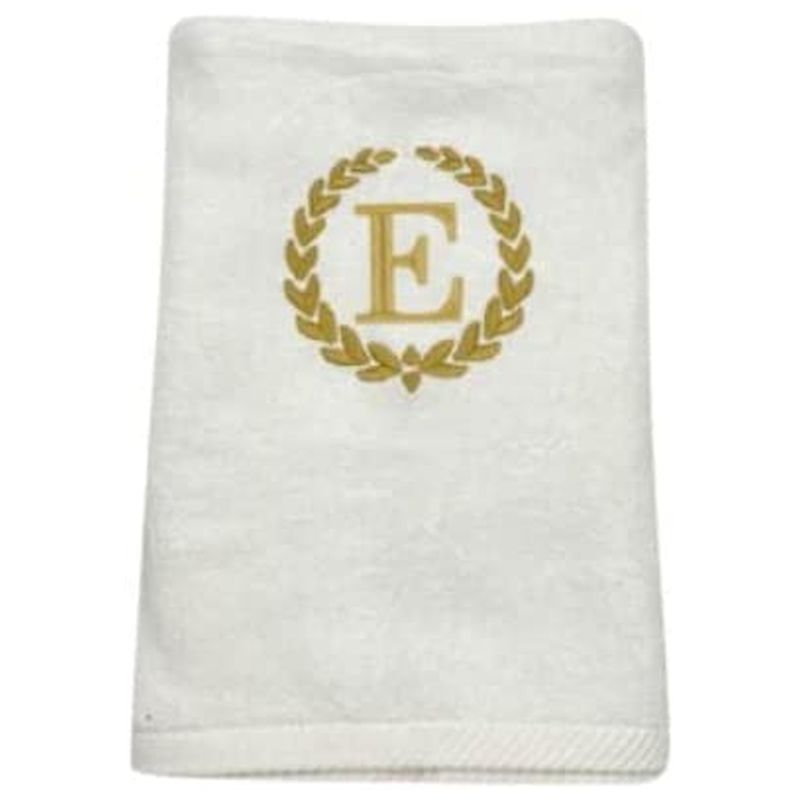 BYFT - Letter E Embroidered For You 2pc Towel Set - White