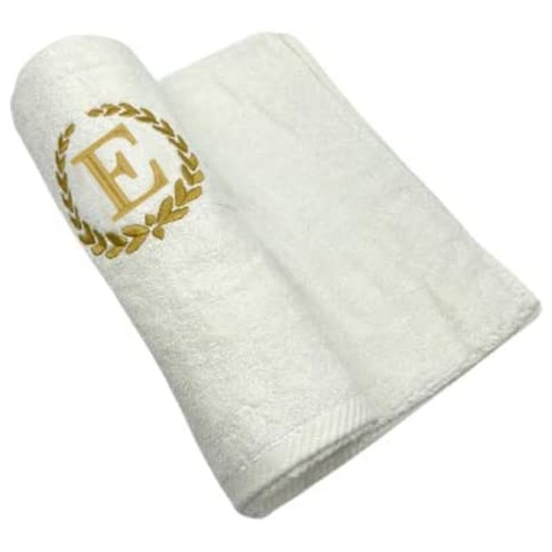 BYFT - Letter E Embroidered For You 2pc Towel Set - White