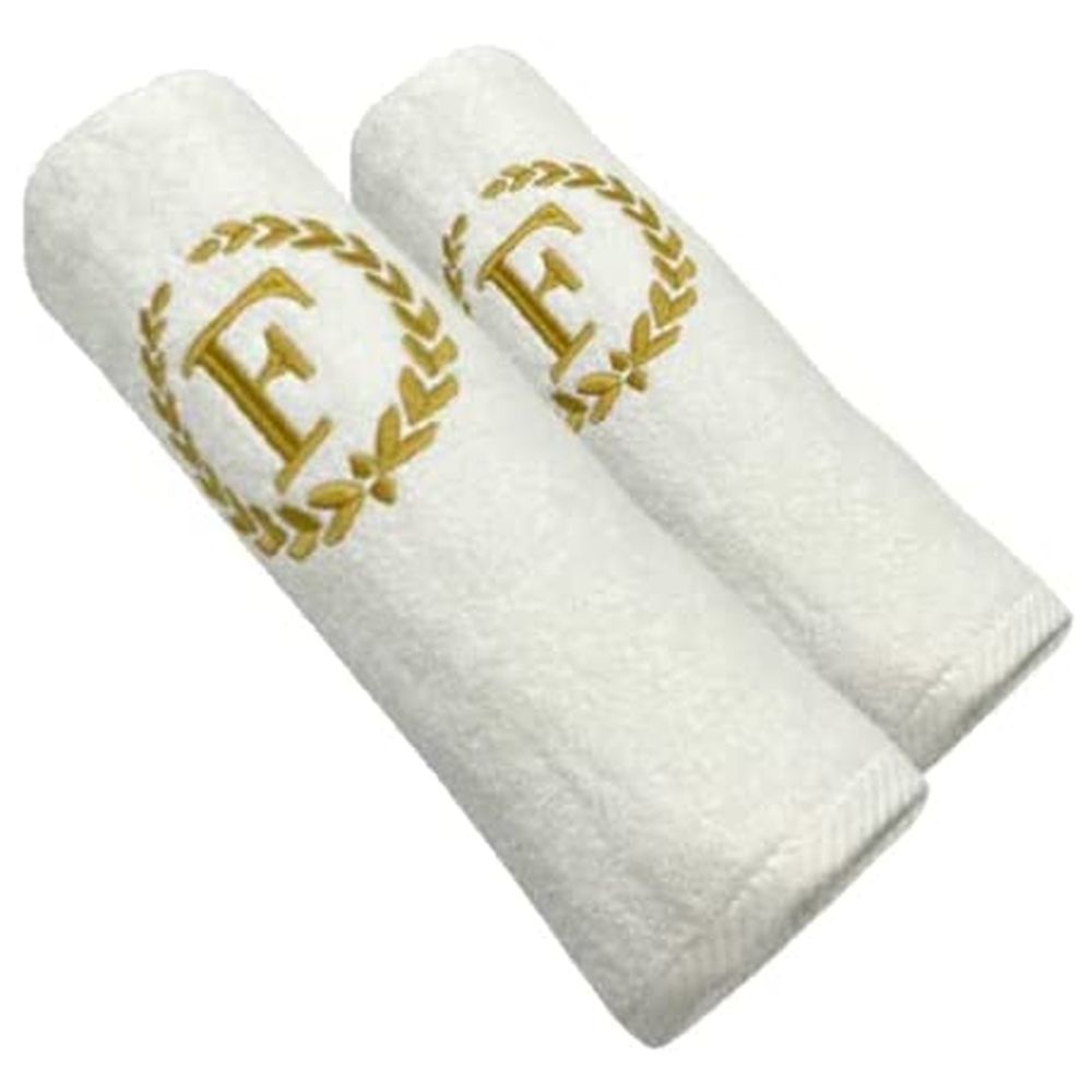 BYFT - Letter F Embroidered For You 2pc Towel Set - White