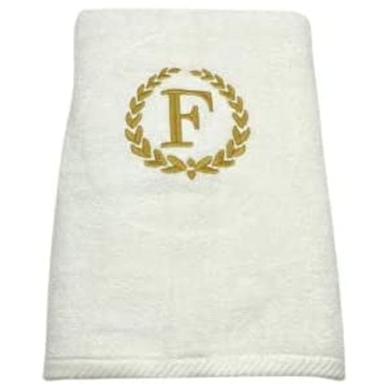 BYFT - Letter F Embroidered For You 2pc Towel Set - White